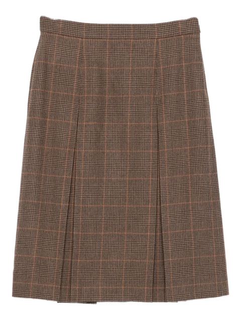 Saint Laurent pleated plaid midi skirt - Brown - zdjęcie produktu nr 1