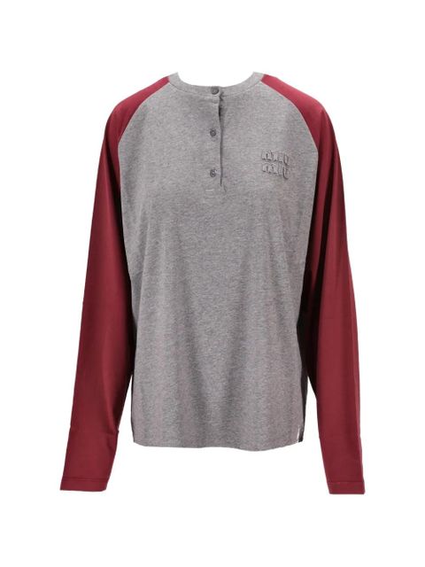 Miu Miu buttoned jersey long-sleeved T-shirt - Grey - zdjęcie produktu nr 1