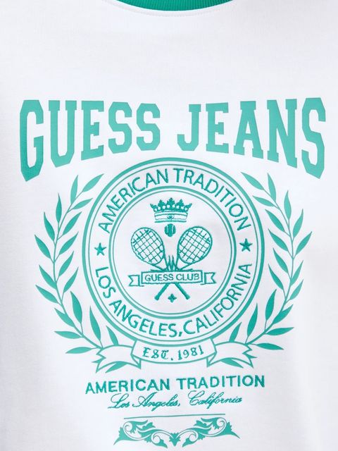 Guess Jeans bluza bawełniana damska kolor biały z nadrukiem W5YQ20 K68I4