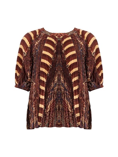 Ulla Johnson pleated striped blouse - Brown - zdjęcie produktu nr 2