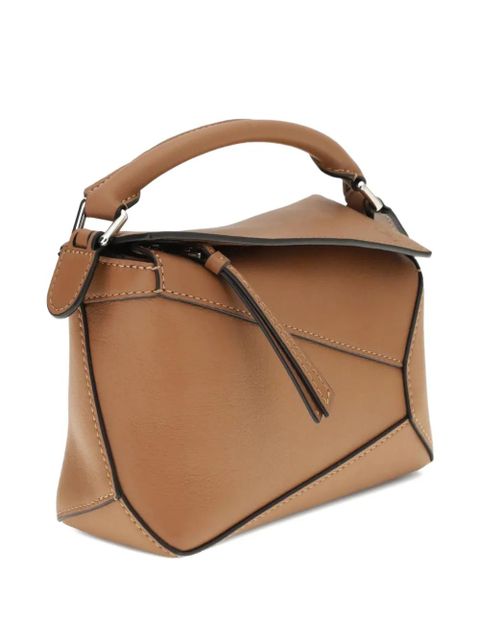 LOEWE mini Puzzle Edge geometric-panel tote bag - Brown - zdjęcie produktu nr 2