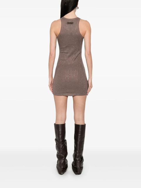 The Attico crystal-embellished mini dress - Brown