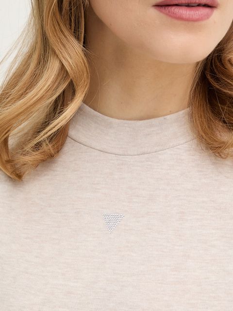 Guess t-shirt z domieszką jedwabiu TINA