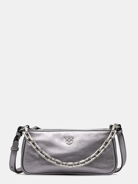 Pinko torebka skórzana Horizontal kolor srebrny 105069 A2O9 - zdjęcie produktu nr 1