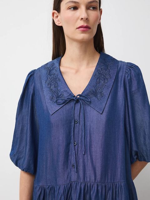 Medicine sukienka jeansowa kolor granatowy mini oversize