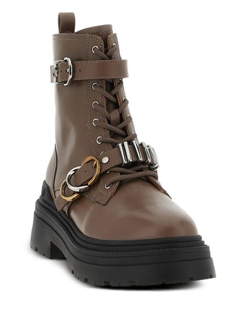 PINKO buckle-strap lace-up boots - Brown - zdjęcie produktu nr 2