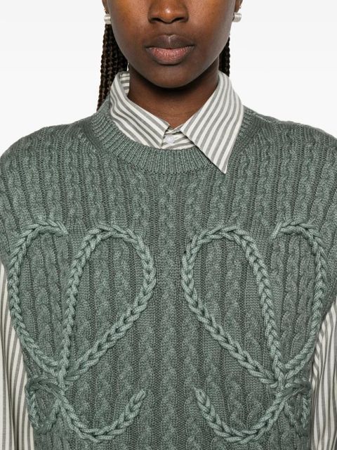 LOEWE Anagram cable-knit sweater - Green