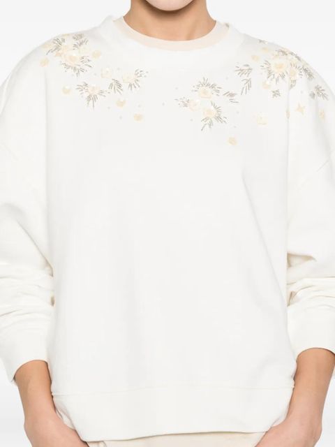 TWINSET floral-appliqué sweater - Neutrals