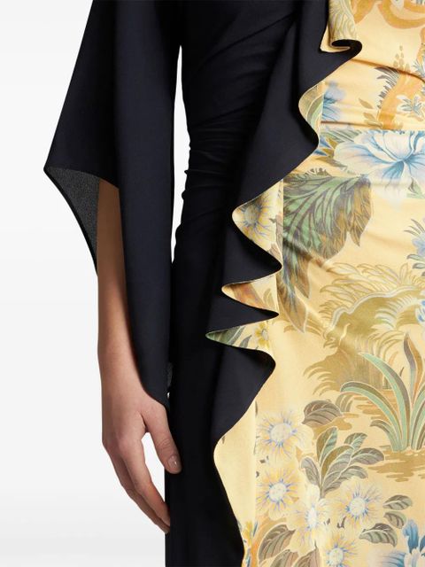 ETRO floral-print ruffle-detail dress - Black