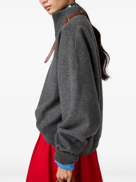 Miu Miu half-zip embroidered-logo sweater - Grey
