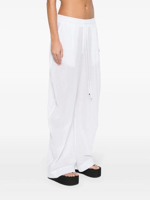 The Attico logo-embroidered cotton trousers - White