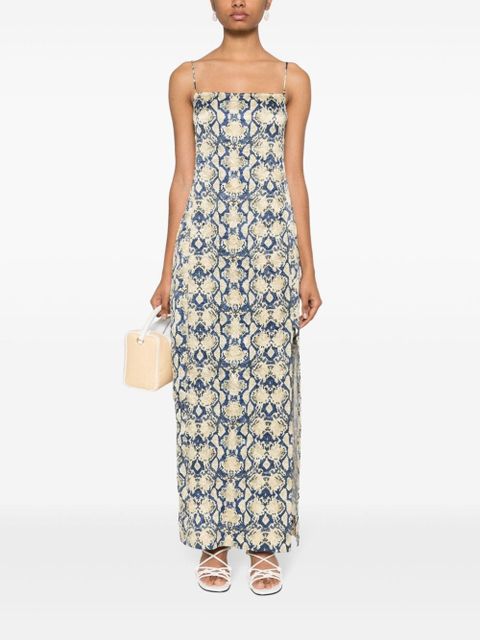 GANNI snake-print maxi dress - Neutrals