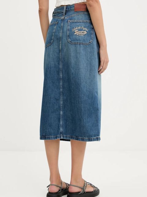 Tommy Jeans spódnica jeansowa kolor niebieski midi prosta DW0DW21070 - zdjęcie produktu nr 2