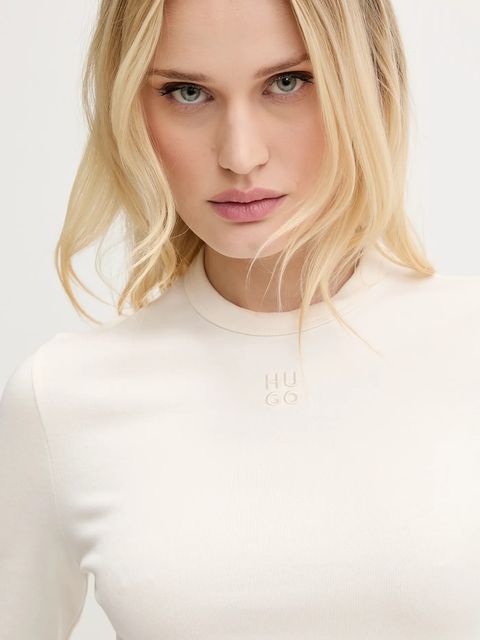 HUGO longsleeve damski kolor beżowy 50518378