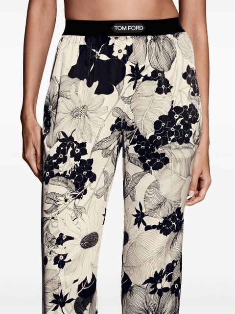 TOM FORD logo-waistband floral-print trousers - Neutrals - zdjęcie produktu nr 2