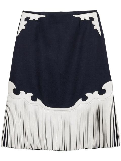 Prada fringed rush-stitch midi skirt - Blue - zdjęcie produktu nr 1