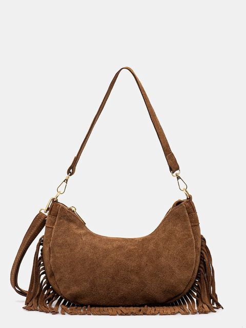 Answear.LAB torebka zamszowa kolor brązowy