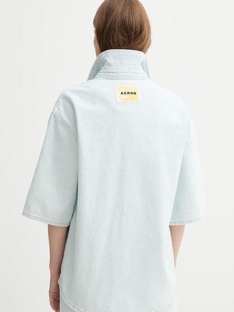 AERON koszula jeansowa ABBOTT damska kolor niebieski relaxed z kołnierzykiem klasycznym SH193570 - zdjęcie produktu nr 2