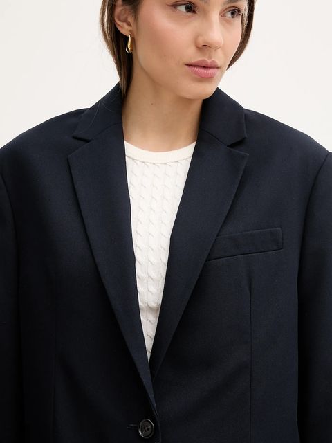 Tommy Hilfiger marynarka bawełniana kolor granatowy jednorzędowa gładka WW0WW46808