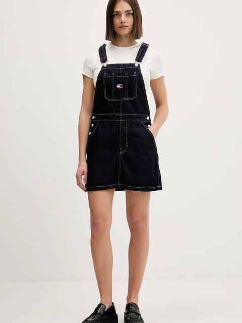 Tommy Jeans sukienka bawełniana kolor granatowy mini prosta DW0DW22555