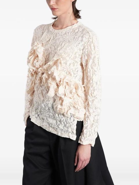 Comme Des Garçons ruffled floral-lace sweater - Neutrals
