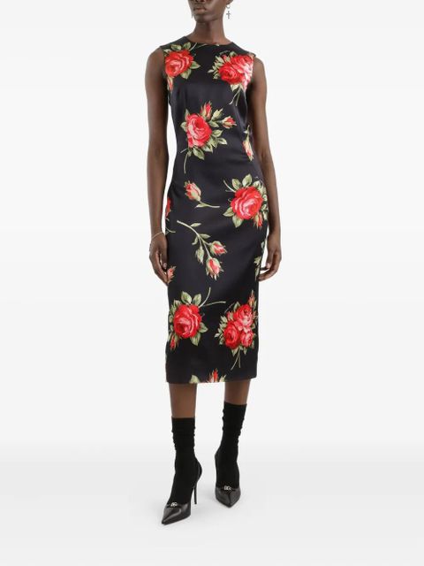 Dolce & Gabbana floral-print midi dress - Black - zdjęcie produktu nr 2