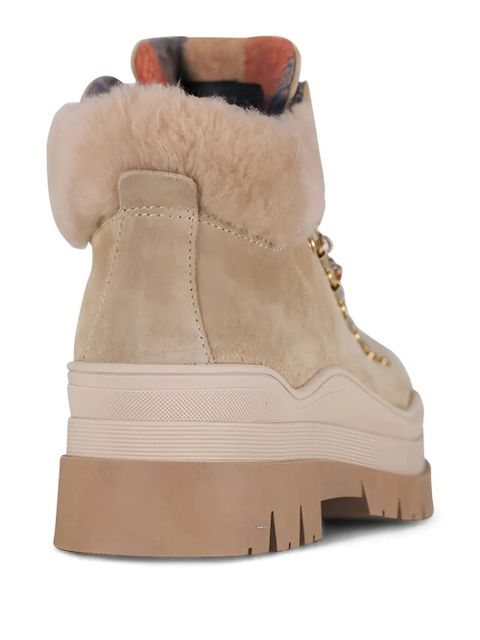 BOGNER Arosa shearling metallic-eyelet boots - Neutrals