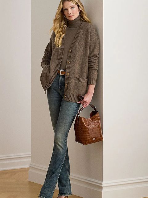 Lauren Ralph Lauren kardigan z dodatkiem wełny damski kolor brązowy 200979672 - zdjęcie produktu nr 2