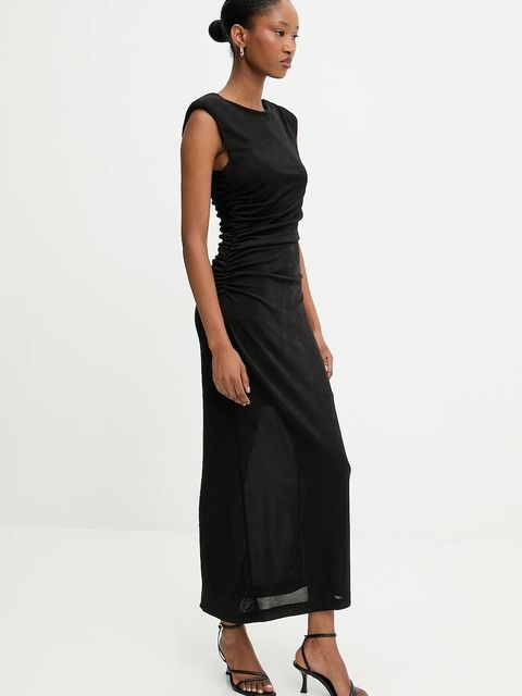 Answear.LAB sukienka kolor czarny maxi dopasowana