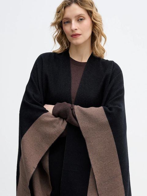 Sisley poncho damski kolor czarny lekki 6X7PWU027