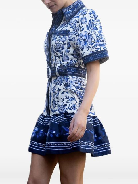 FARM Rio Porcelain Garden belted dress - White