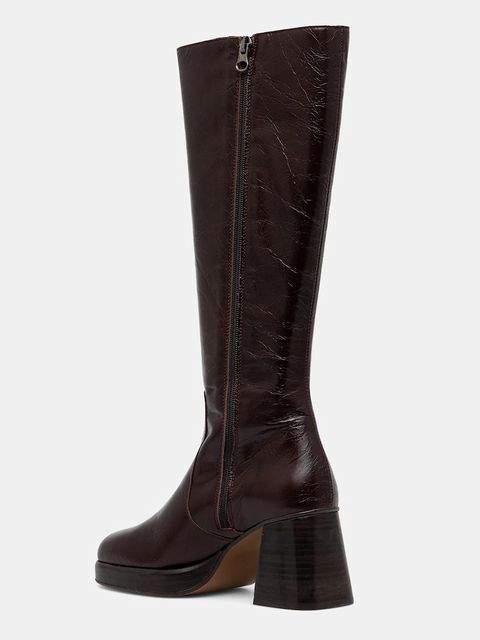 Jonak kozaki skórzane BETINA CUIR VIEILLI damskie kolor bordowy na słupku 6001328