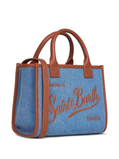 MC2 Saint Barth midi Vanity logo-embroidered denim tote bag - Blue