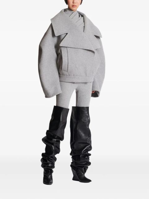 Balmain oversized-lapel wool-cashmere coat - Grey