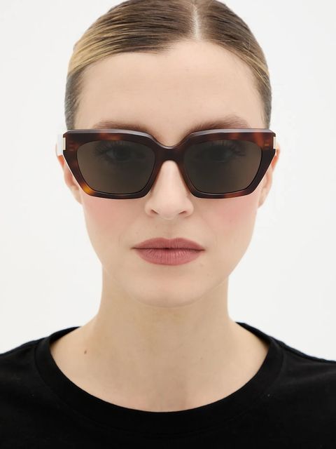 Saint Laurent okulary przeciwsłoneczne PAGE damskie kolor brązowy SL 826