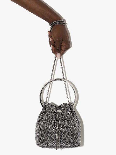 Jimmy Choo metallic Bon Bon mini bucket bag - Black