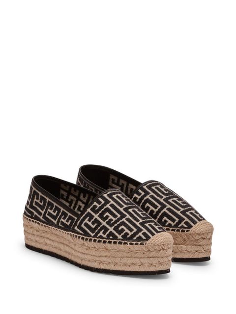 Balmain monogram platform espadrilles - Black