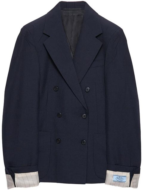Prada double-breasted kid mohair blazer - Blue - zdjęcie produktu nr 1