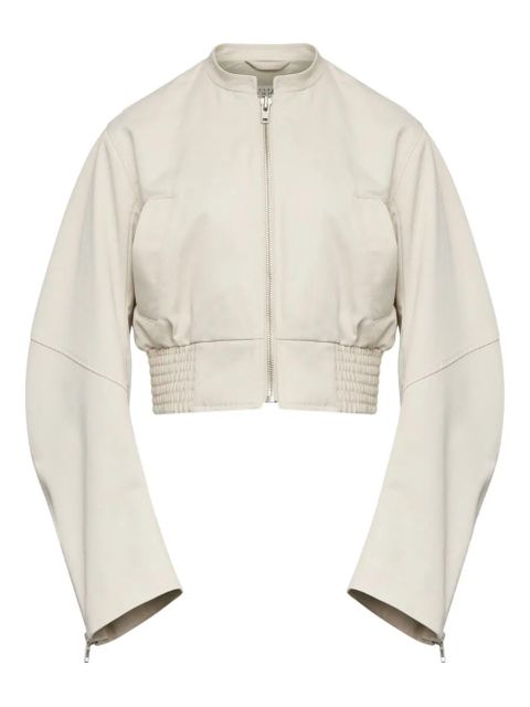 MM6 Maison Margiela zip-up ruched bomber jacket - Neutrals - zdjęcie produktu nr 1