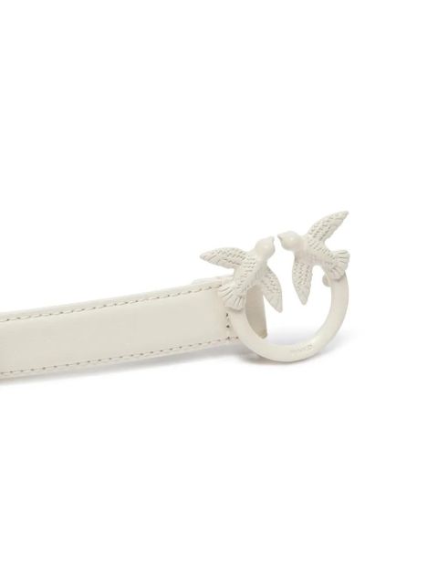 PINKO Love Birds leather belt - White