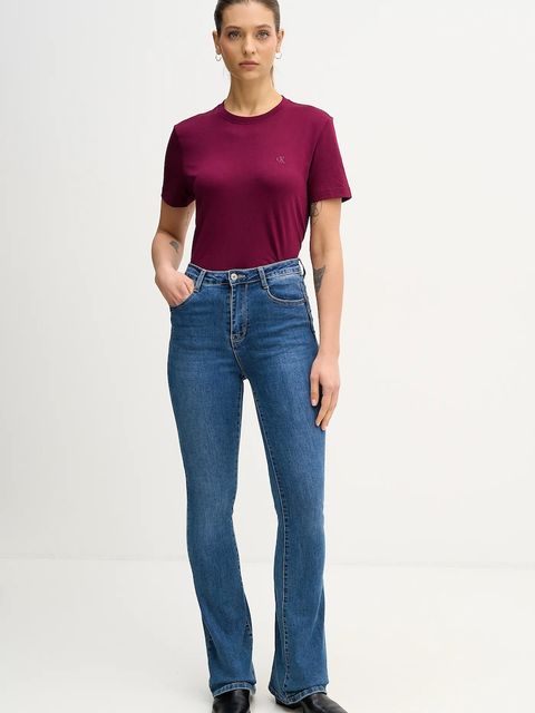 Calvin Klein Jeans t-shirt bawełniany damski kolor bordowy LV047B224G