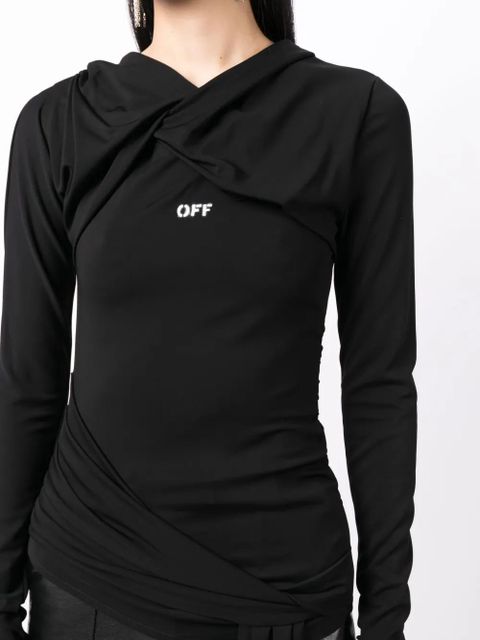 Off-White Fluid Jer Twist hooded top - Black