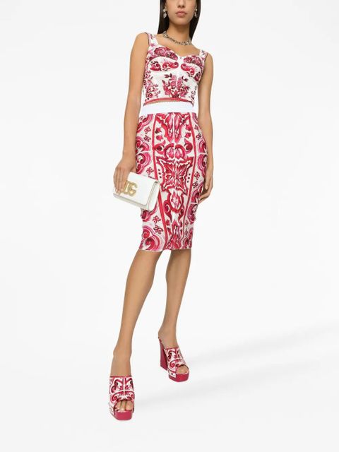 Dolce & Gabbana Majolica-print corset top - White