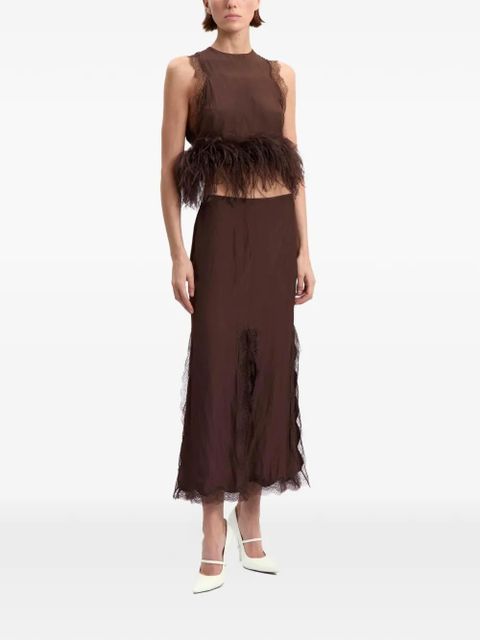 16Arlington Dickens feather-trim lace-detail top - Brown - zdjęcie produktu nr 2