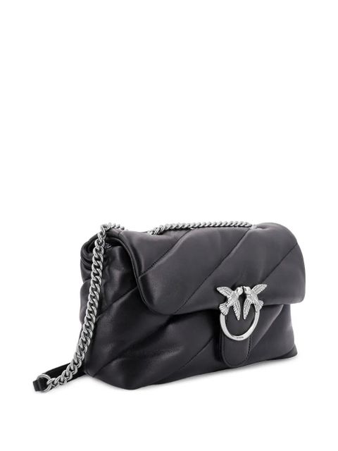 PINKO medium Classic Love matelassé flap leather shoulder bag - Black