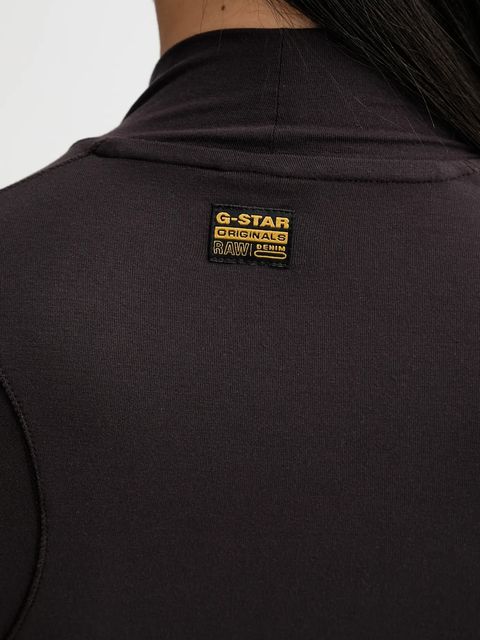 G-Star longsleeve kolor brązowy z półgolfem D27965-E299