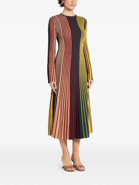 Simon Miller Celia striped long-sleeve midi dress - Brown