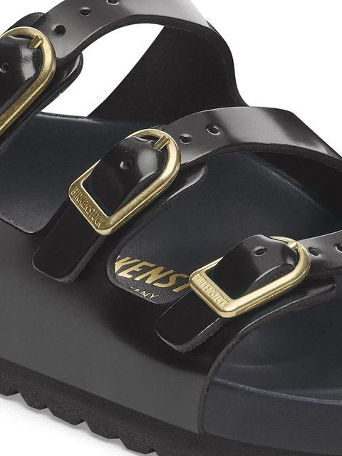 Birkenstock klapki skórzane Florida D-Buckle Exq damskie kolor czarny 1029385