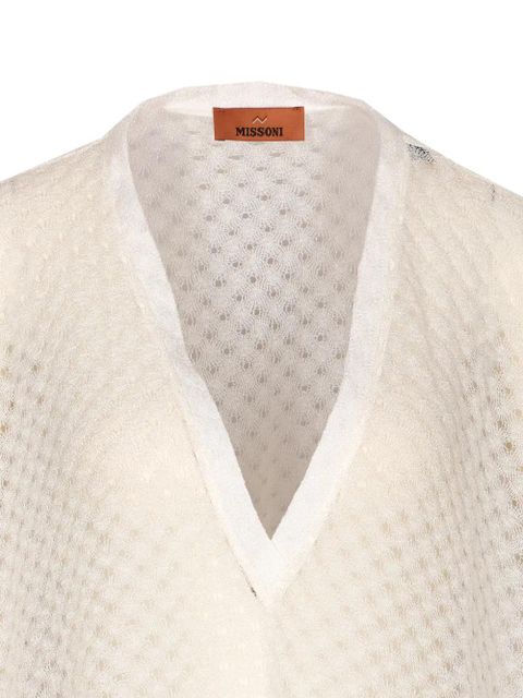 Missoni Raschel-knit V-neck short-sleeve kaftan - White