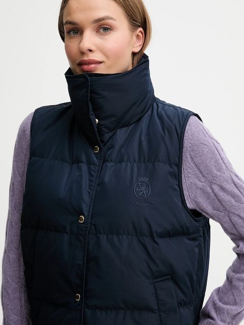 Tommy Hilfiger bezrękawnik puchowy kolor granatowy przejściowy WW0WW46545